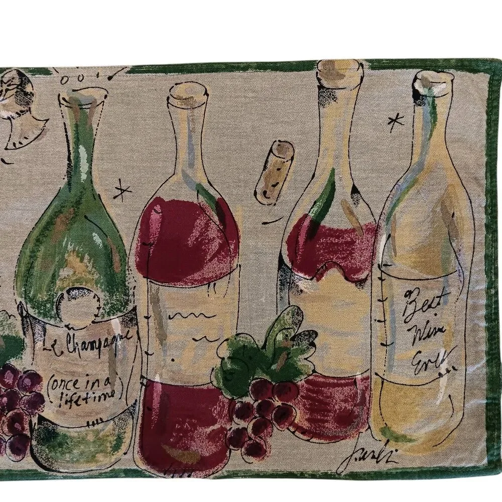 2 Wine Themed Placemats & 1 Napkin Or Bread Liner By Julia Junkin Cotton Vintage